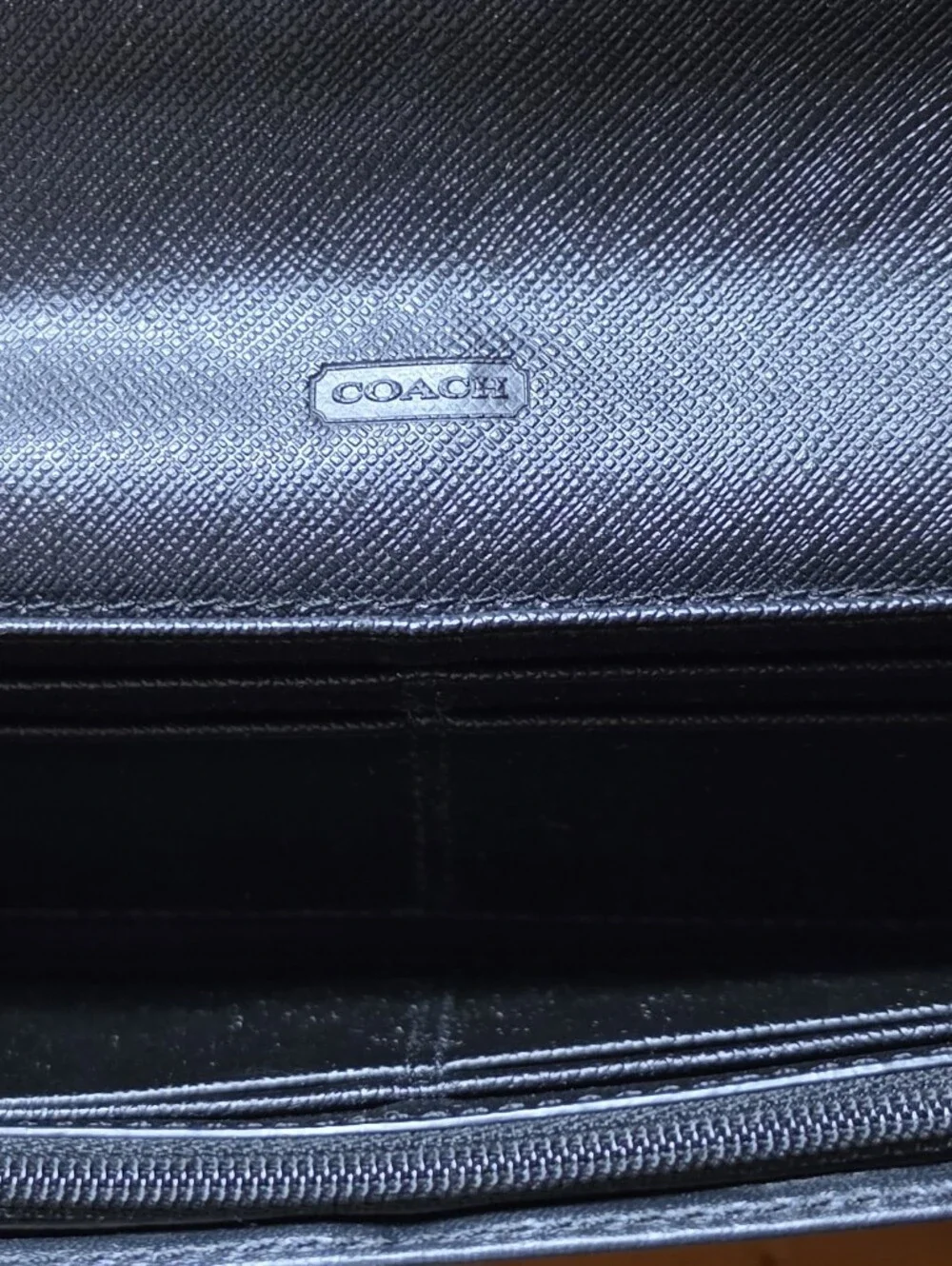Coach Black Leather Wallet with White Trim